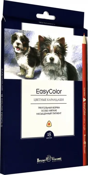 Карандаши цветные Easycolor, 18 цветов, трехгранные обложка книги