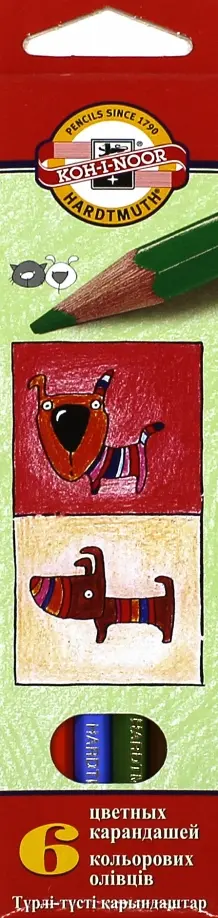 Карандаши цветные Пес+Кот, 6 цветов обложка книги