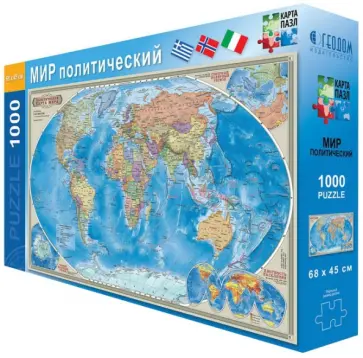 Карта-пазл "Мир политический" (1000 элементов) обложка книги