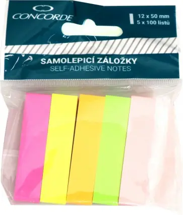 Самоклеящаяся закладка-индекс (100 листов, 12х50 мм, 5 неоновых цветов) (40434) обложка книги