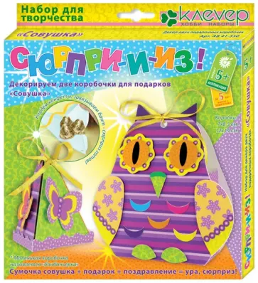 Набор для детского творчества. Декорирование 2 коробочек "Совушка" (АБ 41-550) обложка книги