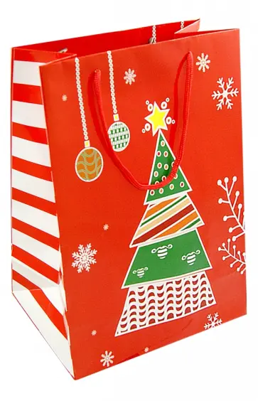 Пакет бумажный подарочный "Красный с елкой" (А4) (УП4-0014) обложка книги