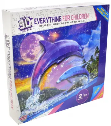 Пазл бумажный объемный 3D "Дельфины", 60х45 см (TZ12733) обложка книги