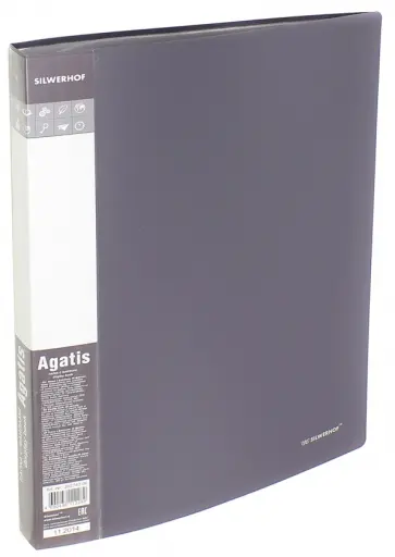 Папка с файлами AGATIS. 40 файлов, А4. Серая (292740-06) обложка книги