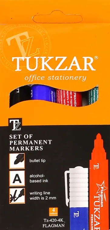 Набор маркеров перманентных, 4 цвета (TZ 420-4K) обложка книги