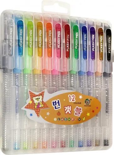 Набор гелевых ручек с блестками, 12 цветов (LT-G801-12) обложка книги