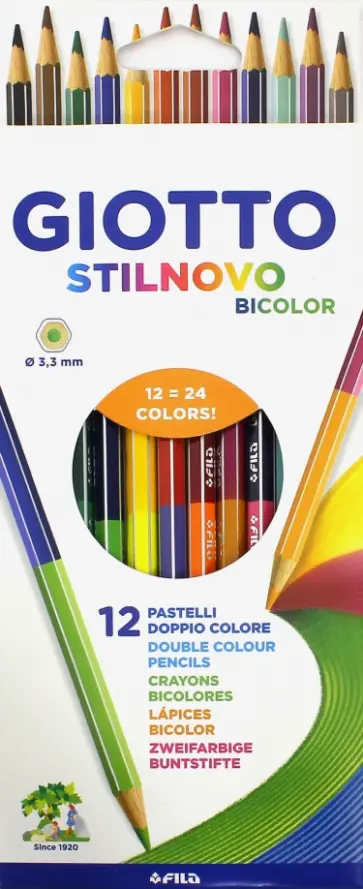 Карандаши цветные пастельные "STILNOVO BICOLOR" (12 штук, 24 цвета) (256900) обложка книги