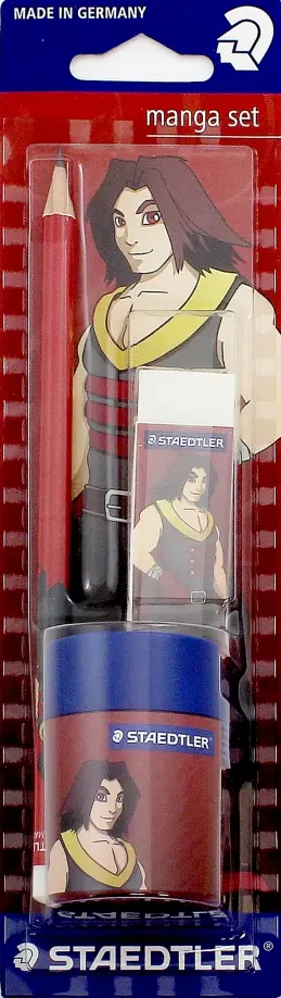 Staedtler Карандаш чернографитный HB Manga Man с ластиком и точилкой (131SBKML2) обложка книги