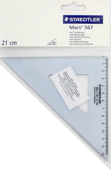 Треугольник Mars 567, пластиковый. 45°/45°, 21 см. (567 21-45) обложка книги