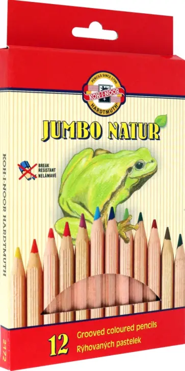 Карандаши цветные Jumbo Natur, 12 цветов, утолщенные обложка книги