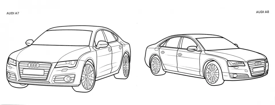 Иллюстрация Audi A7, раскраска | avglass.ru