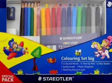 Набор для рисования: цв. карандаши, восковые мелки, фломастеры, точилка, ластик, альбом (61TCPL4) обложка книги