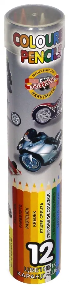 Карандаши цветные KiN, 12 цветов, в металлическом пенале обложка книги