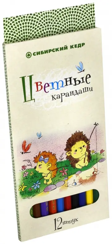 Карандаши цветные, 12 цветов "Ежик", шестигранные (СК027/12) обложка книги