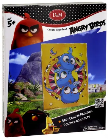 Роспись по холсту "Angry Birds. Синие птички" (18x24 см) (63822) обложка книги