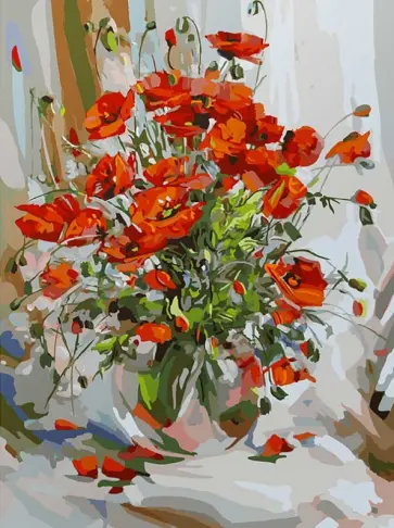 Живопись на картоне по номерам, 30х40 см "БУКЕТ МАКОВ" (3085-CS) обложка книги