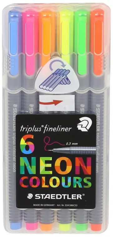 Набор капиллярных ручек "Triplus 334" (6 неоновых цветов) обложка книги
