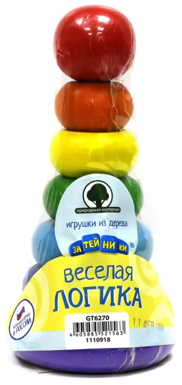 Веселая логика. Пирамидка "Семицветик" (16,5х7,5см) (GT6270) Веселая логика. Пирамидка "Семицветик" (16,5х7,5см) (GT6270) обложка книги