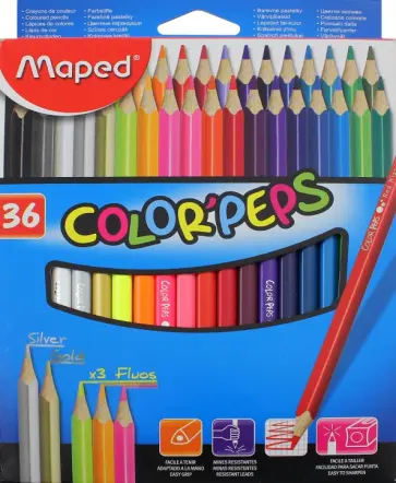 Карандаши цветные COLOR'PEPS, 36 цветов, треугольные (832017) обложка книги