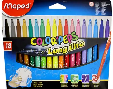 Фломастеры COLOR'PEPS Long Life, 18 цветов, смываемые (845021) обложка книги