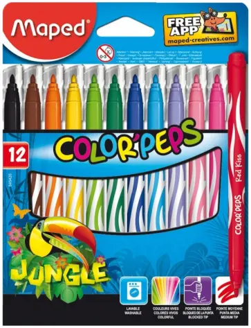 Фломастеры JUNGLE, 12 цветов  (845420) обложка книги