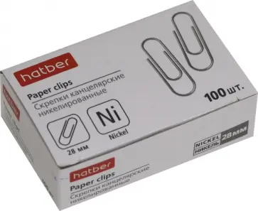 Скрепки канцелярские никелированные, круглые, 28 мм, 100 штук Скрепки канцелярские никелированные, круглые, 28 мм, 100 штук обложка книги