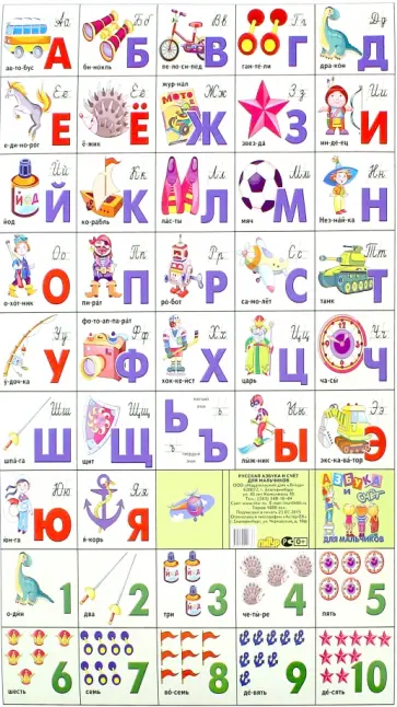 Азбука русская + счет. Для мальчиков (240х335) обложка книги