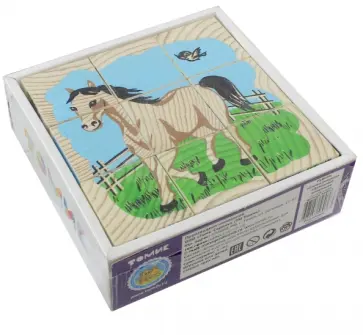 Кубики "Домашние животные. Сложи рисунок", 9 штук (4444-3) обложка книги