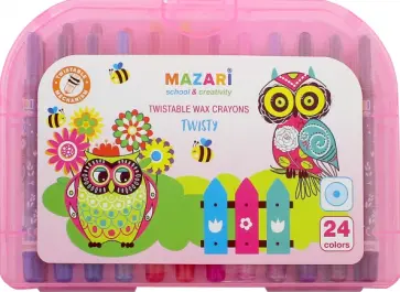 Мелки восковые "Twisty" (24 цвета, с поворотным механизмом) (М-6380-24) обложка книги