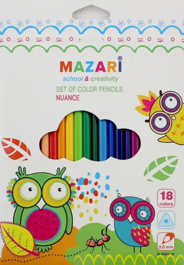 Карандаши 18 цветов NUANCE, пластиковые, трехгранные (М-6097-18) обложка книги