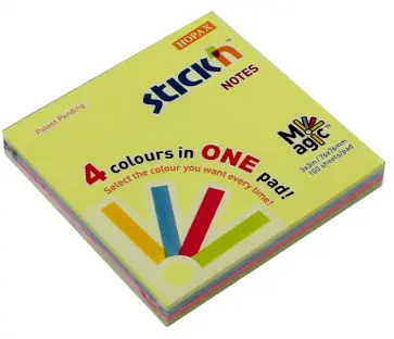 Блок для записи самоклеящийся "Magic" (100 листов, 76x76 мм, неон, 4 цвета) (21571) обложка книги