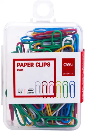 Скрепки, 29 мм, 100 штук, пластиковая оболочка,  цвета в ассортименте Скрепки, 29 мм, 100 штук, пластиковая оболочка,  цвета в ассортименте обложка книги