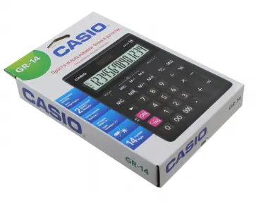 Калькулятор настол Casio черный 14-разрядный (GR-14) обложка книги