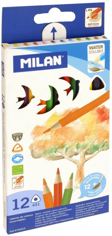 Карандаши цветные акварельные с кистью, 12 цветов обложка книги