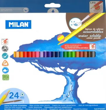 Карандаши цветные акварельные с кистью, 24 цвета (MI-0742324) Карандаши цветные акварельные с кистью, 24 цвета (MI-0742324) обложка книги