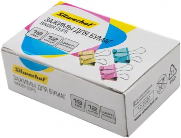 Зажимы для бумаг. 19 мм, 12 штук, цветные Зажимы для бумаг. 19 мм, 12 штук, цветные обложка книги