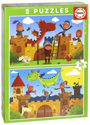 Пазлы 2х48 "Драконы и рыцари" (17151) обложка книги