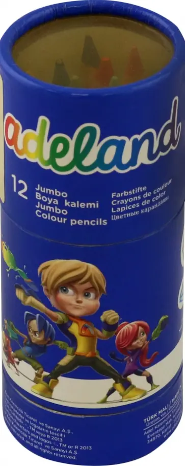 Карандаши Adeland Jumbo Hexa, 12 цветов + точилка обложка книги