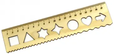 Линейка деревянная "Трафарет - геометрические фигуры" (450х200 мм) обложка книги