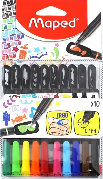 Набор капиллярных ручек с трафаретами, 10 цветов Graph Peps Mania (749450) обложка книги