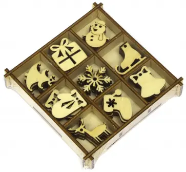 Новогодний набор украшений в коробке (10,5х10,5) обложка книги