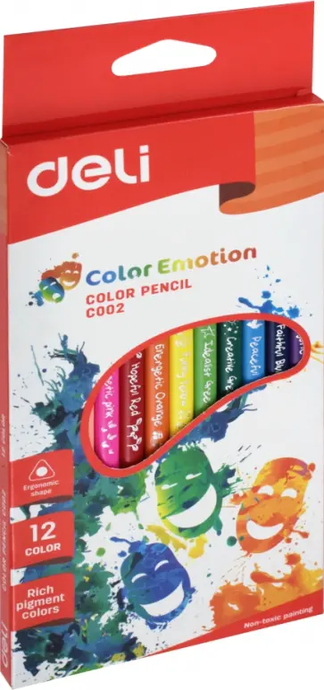 Карандаши цветные Color Emotion, 12 цветов, трехгранные, в ассортименте обложка книги