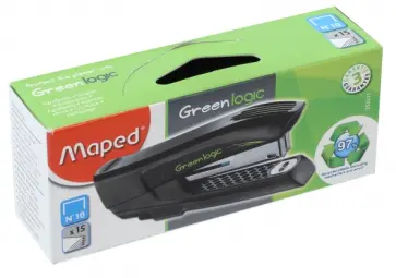 Степлер "Greenlogic Pocket" (№10, на 15 листов, черный) (353211) обложка книги