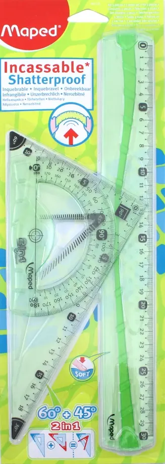 Набор чертежных инструментов "Flex" (3 предмета, в ассортименте) (897120) обложка книги