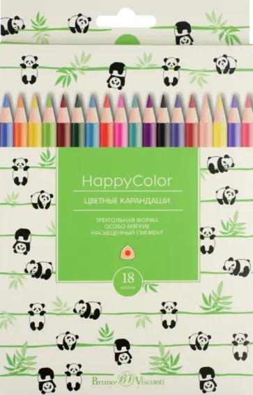 Карандаши цветные HappyColor, 18 цветов, в ассортименте обложка книги