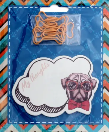 Канцелярский набор "Мопс в очках" (бумага+скрепки) (76725) Канцелярский набор "Мопс в очках" (бумага+скрепки) (76725) обложка книги