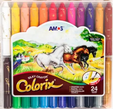 Мелки пастельные на масляной основе 24 цвета в пластиковой коробке (19843) обложка книги