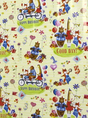 Бумага упаковочная "Лисы и мишки" (100х70 см) (75199) обложка книги