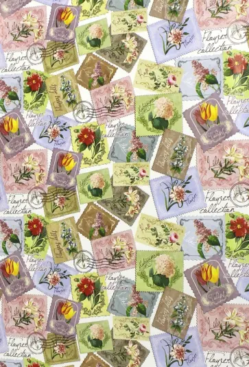 Бумага упаковочная "Марки с цветами" (100х70 см) (75196) обложка книги