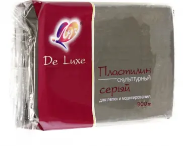 Пластилин скульптурный De Luxe, серый, твердый, 300 гр. Пластилин скульптурный De Luxe, серый, твердый, 300 гр. обложка книги